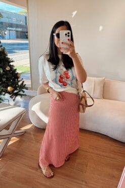 Saia Stripes - Branca/vermelha